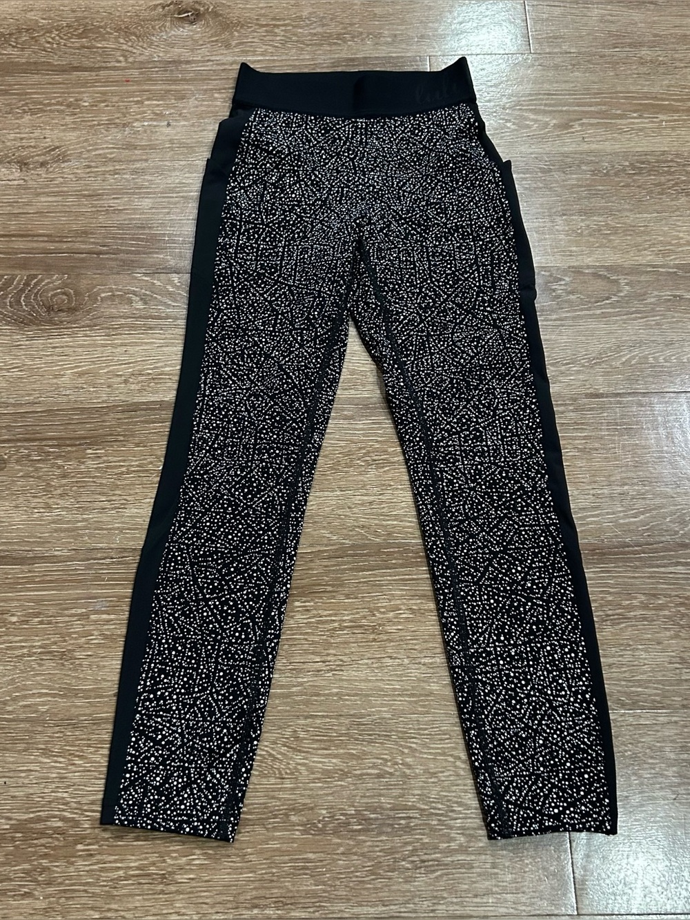 Lululemon Leggings Box It Out Tight Night View White Black Speckle Size 4
